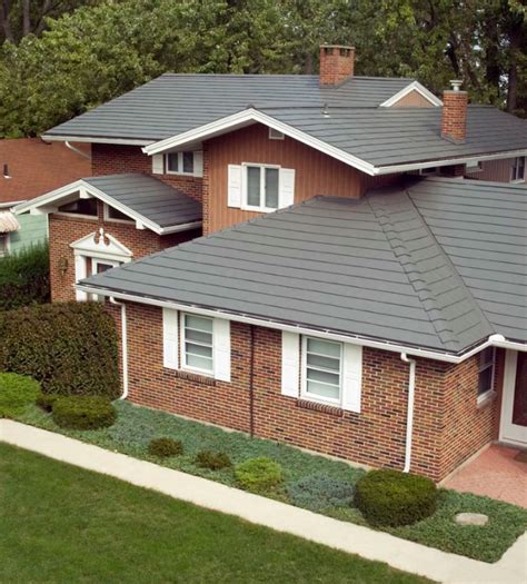 sandblasted brick house metal roof picture|brick house metal roof ideas.